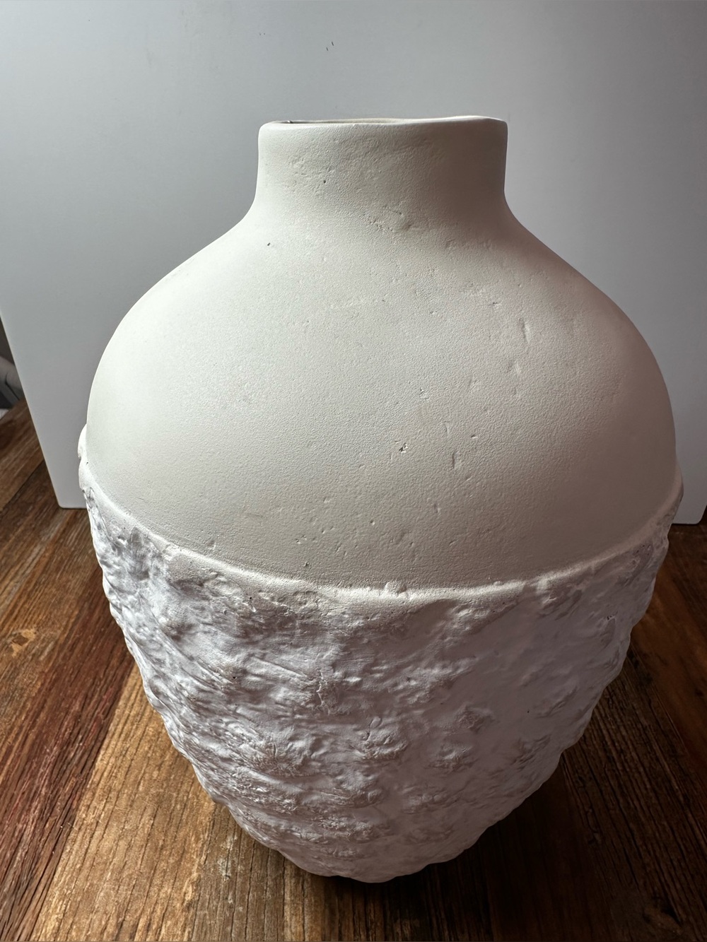 Handcrafted White Textured Ceramic Vase - Home Art